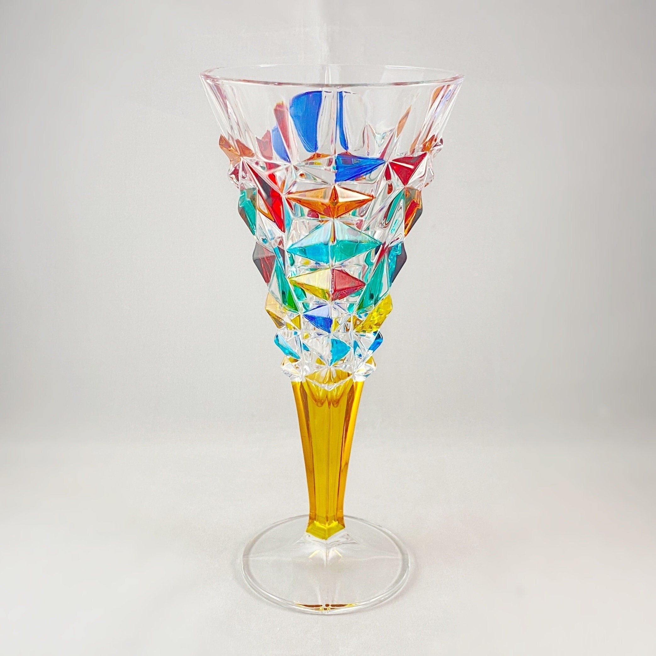 Blue Stem Venetian Glass Diamante Wine Glass - Handmade in Italy Colorful  Murano – Northern Lights Gallery