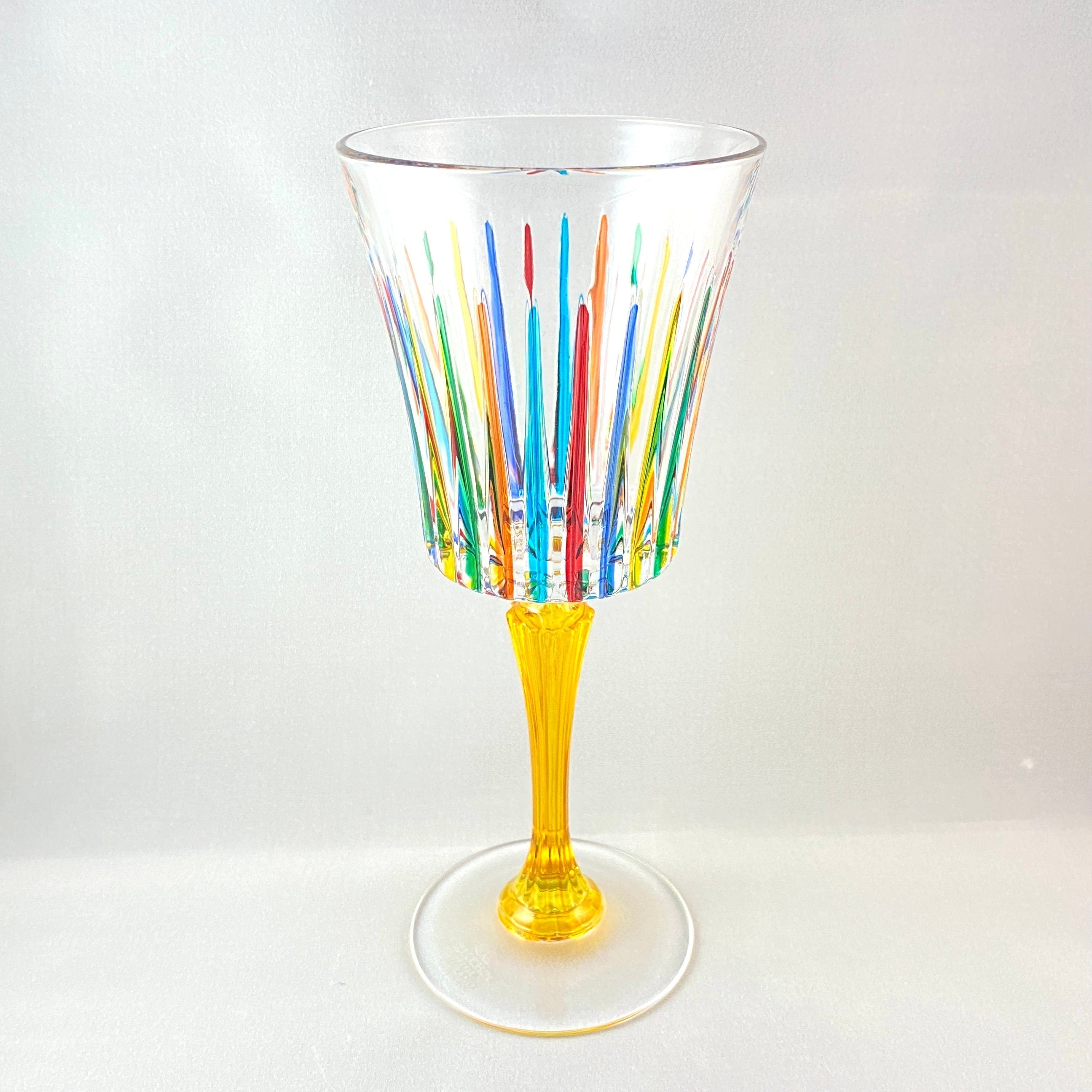 Yellow Stem Venetian Glass Timeless Wine Glass