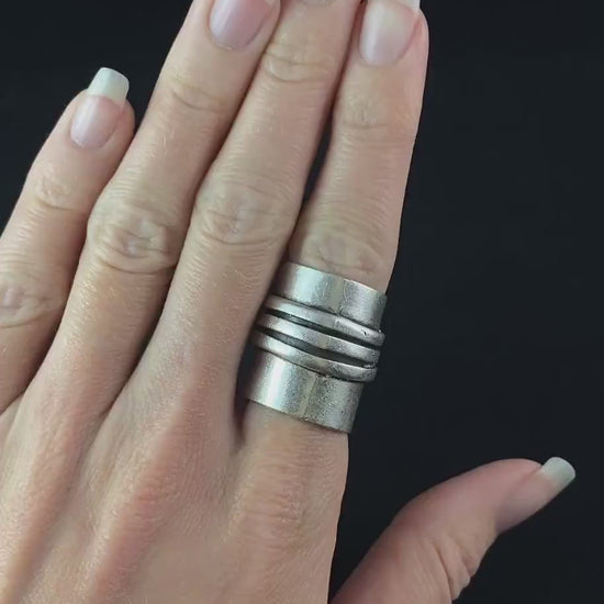 Chunky Silver Statement Ring, Handmade, Nickel Free