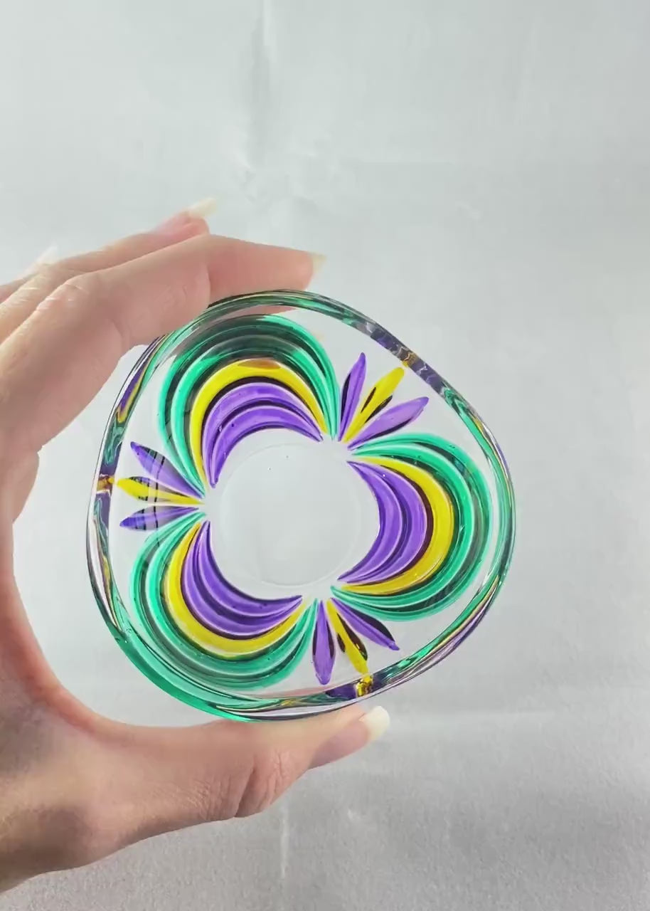 Venetian Glass Votive Holder/Dish - Handmade in Italy, Colorful Murano Glass
