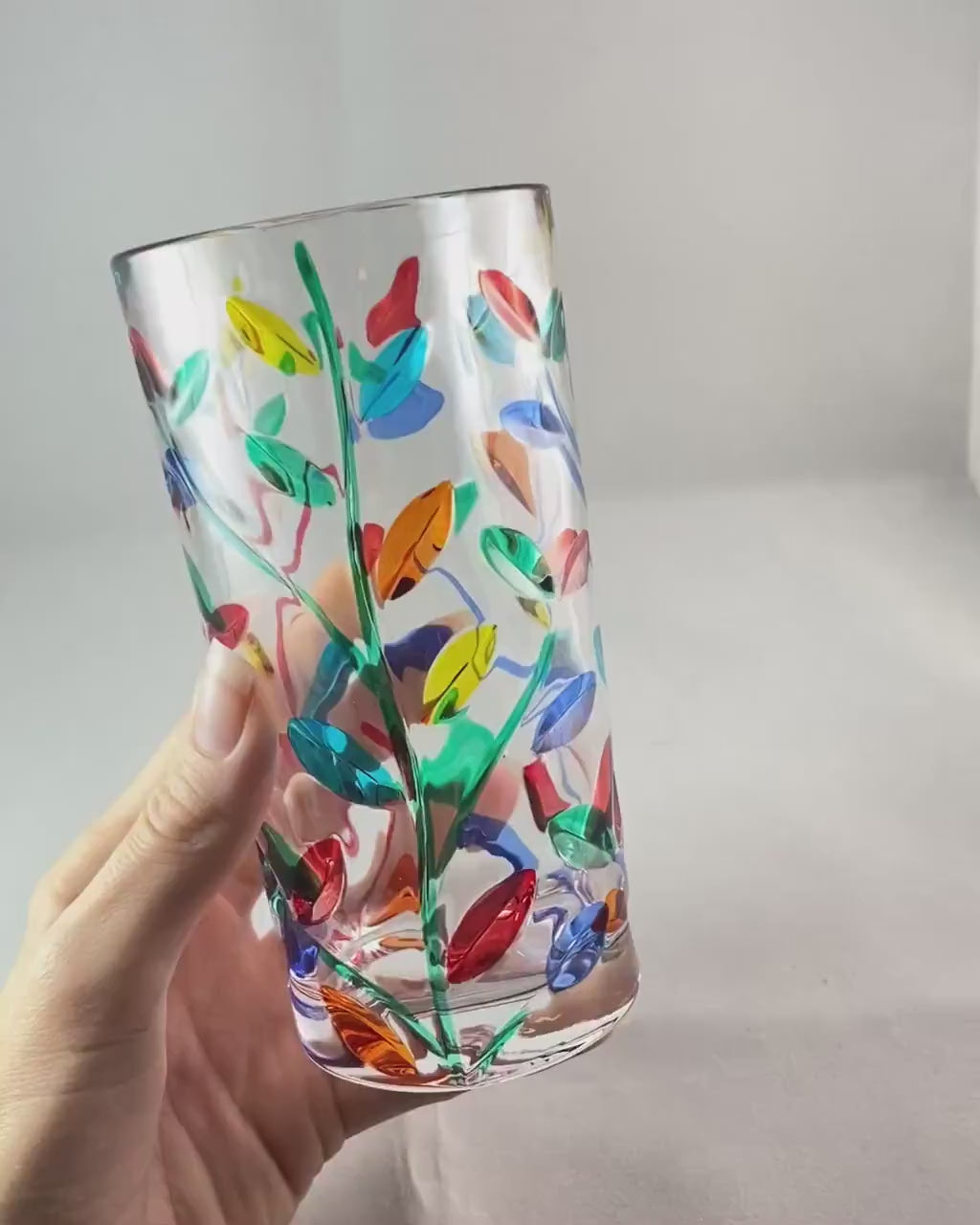 Tall Tree of Life Highball Venetian Glass - Handmade in Italy, Colorful Murano Glass