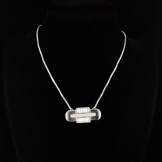 1920s Art Deco Necklace with Dainty Silver Pendant and CZ Crystal Accents - Century