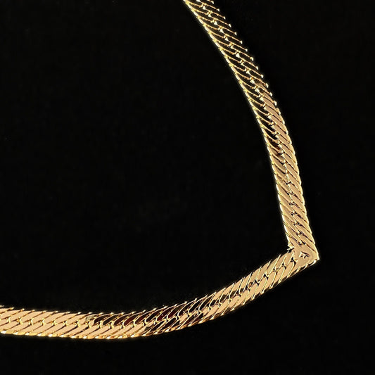 1920s Gold Chevron Herringbone Statement Necklace