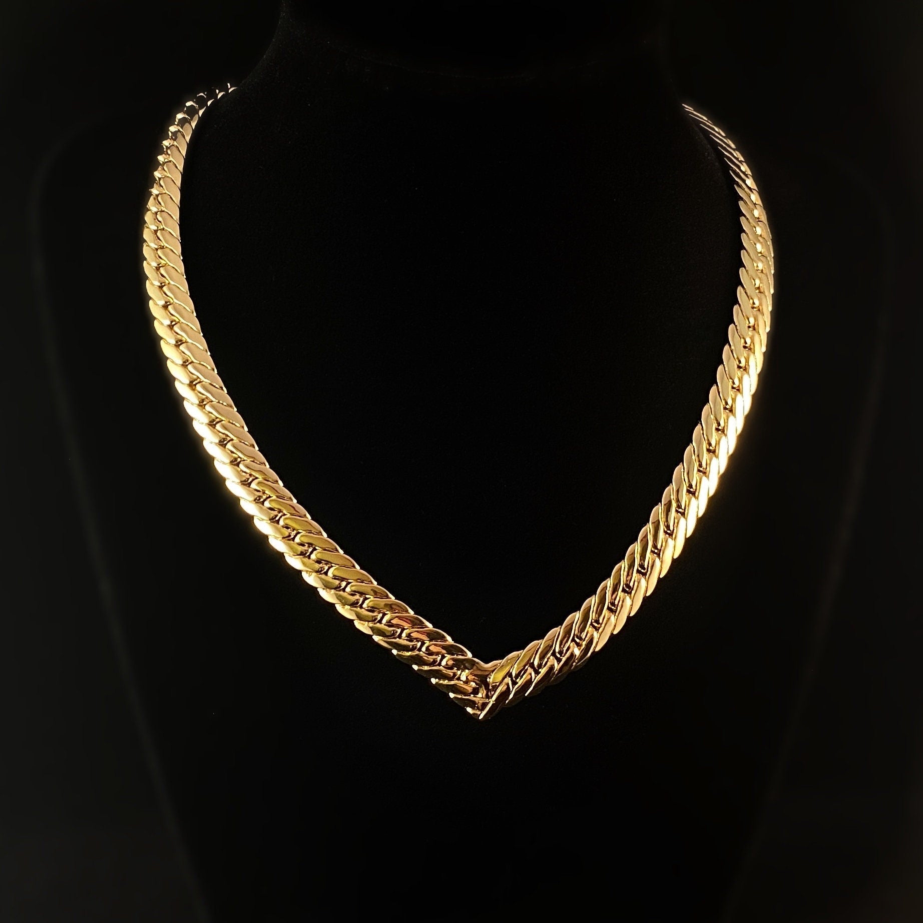 1920s Gold Chevron Statement Choker Necklace
