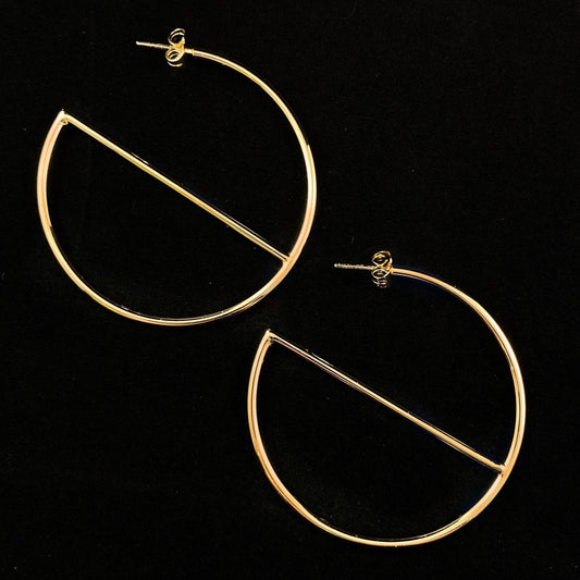 1920s Large Gold Minimalist Hoops Earrings - Glam