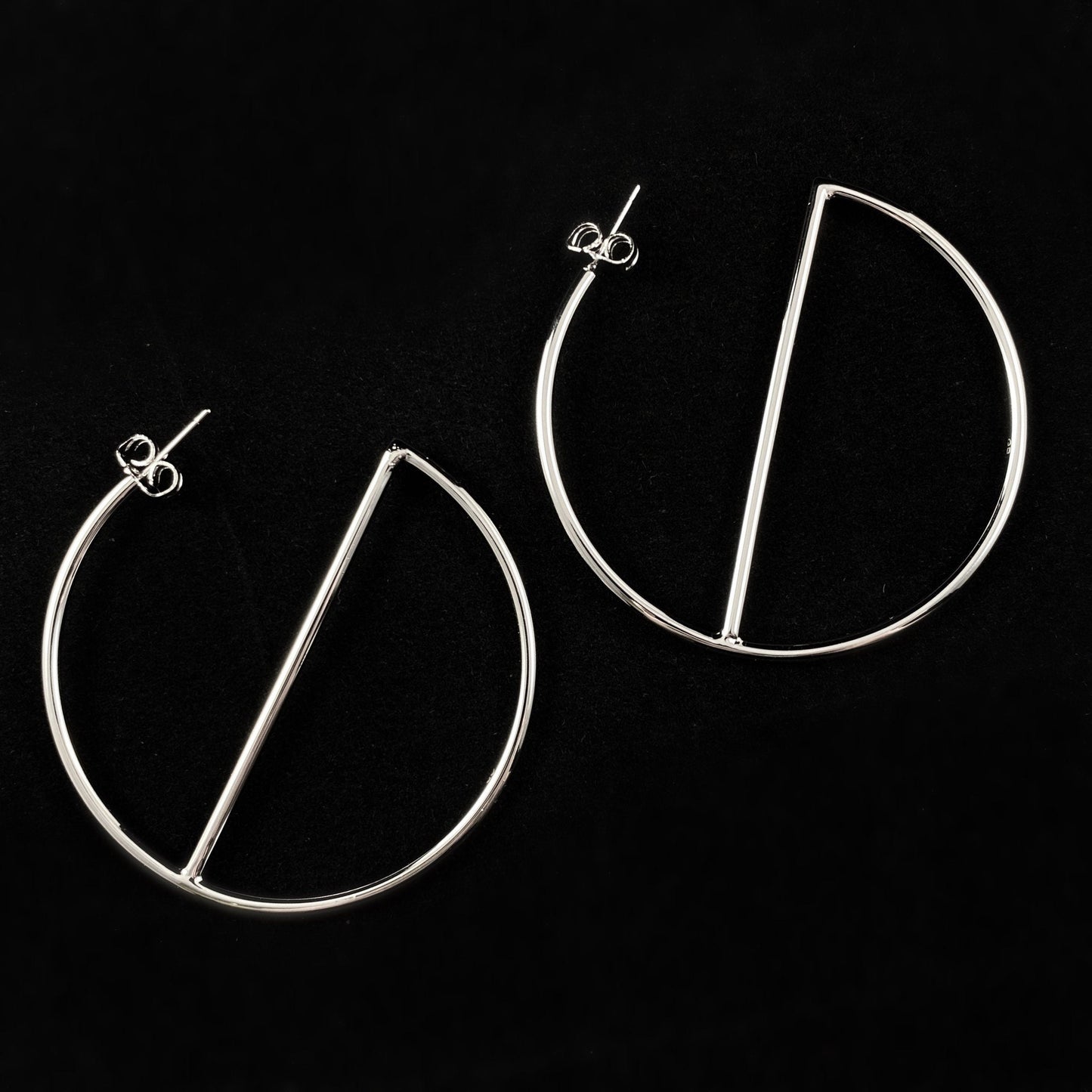 1920s Large Silver Minimalist Hoops Earrings - Glam