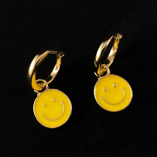 2-in-1 Smiley Face 90s Fashion Inspired Hoop Earrings -