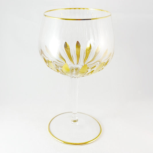 24kt Gold Incanto Large Venetian Wine/Gin Glass - Handmade in Italy, Colorful Murano Glass