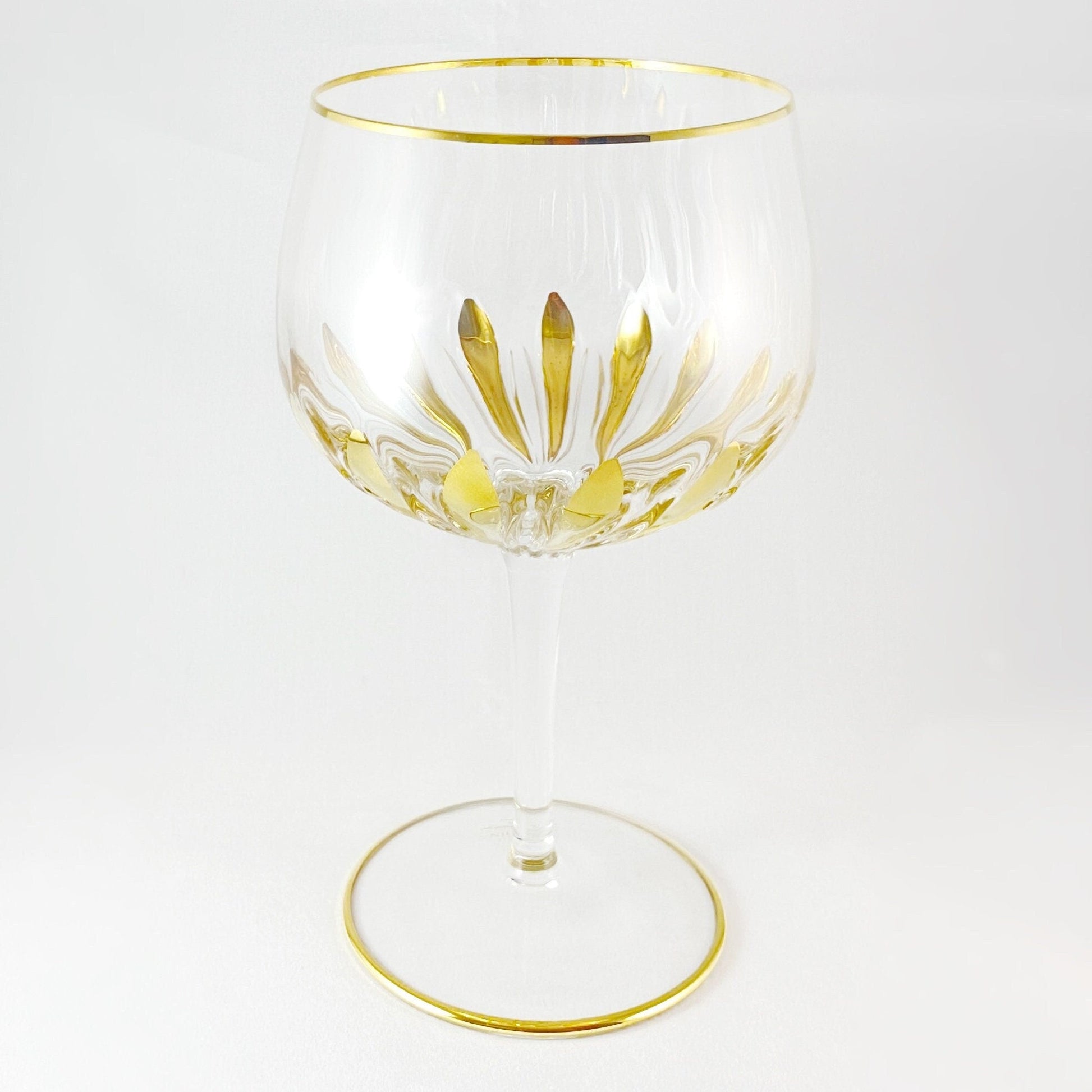24kt Gold Incanto Large Venetian Wine/Gin Glass - Handmade in Italy, Colorful Murano Glass