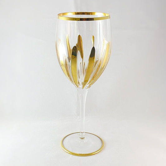 24kt Gold Incanto Venetian Glass Wine Glass - Handmade in Italy, Colorful Murano Glass