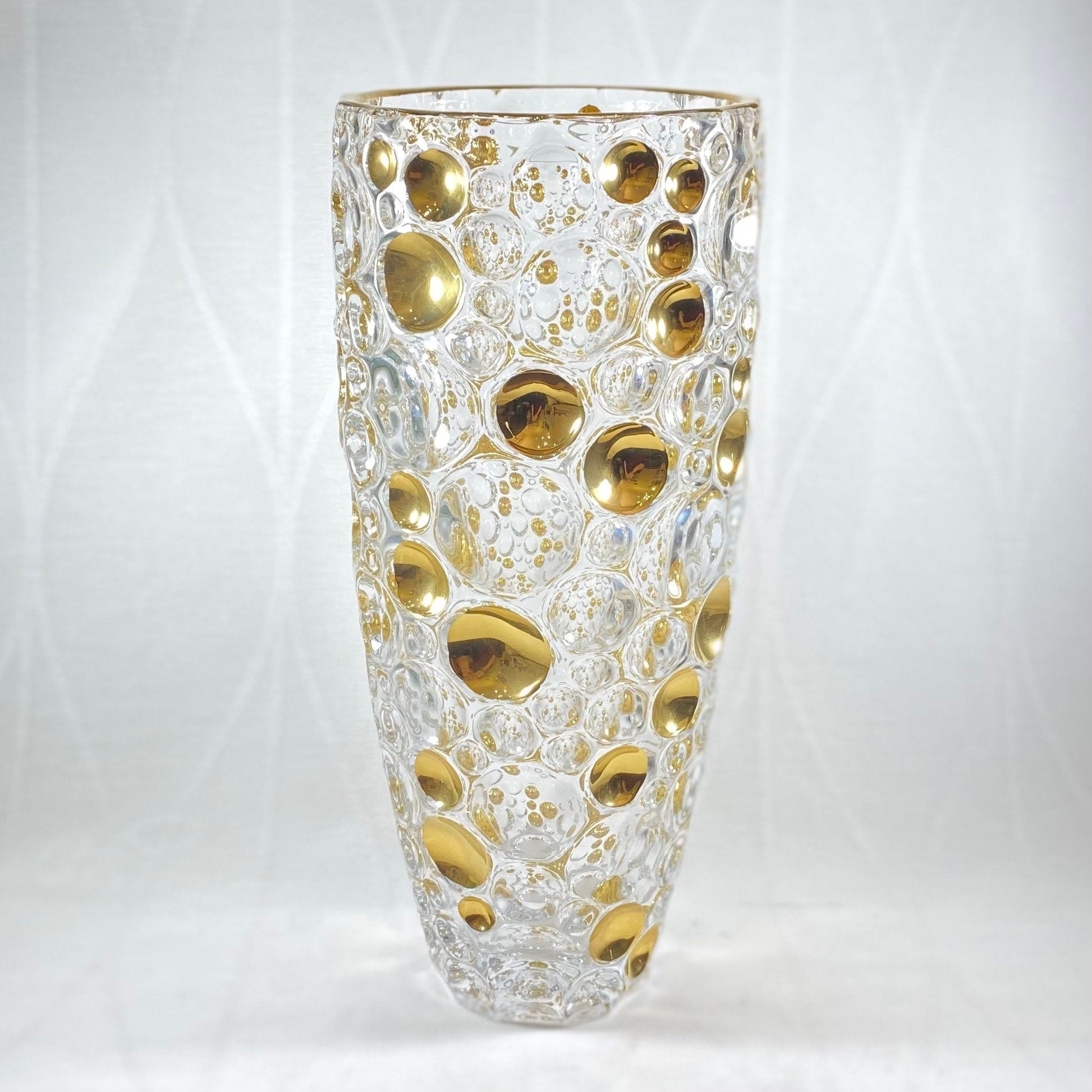 24kt Gold Large Kaleidoscope Venetian Glass Vase - Handmade in Italy, Colorful Murano Glass Vase