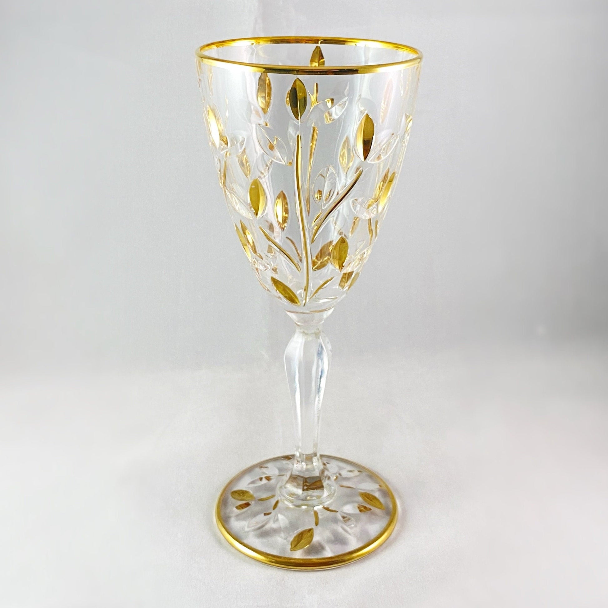 24kt Gold Tree of Life Venetian Glass Wine Glass - Handmade in Italy, Colorful Murano Glass