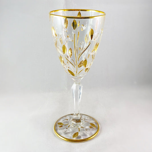 24kt Gold Tree of Life Venetian Glass Wine Glass - Handmade in Italy, Colorful Murano Glass