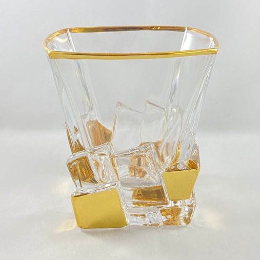 24kt Gold Venetian Whiskey Glass - Handmade in Italy, Colorful Murano Glass