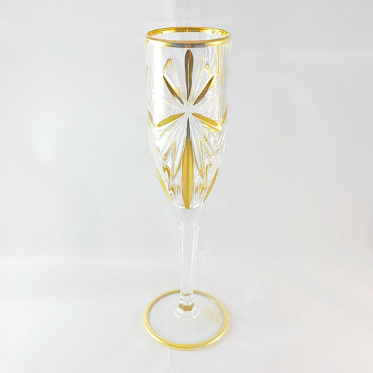 24kt Gold Venetian Glass Oasis Champagne Flute  - Handmade in Italy, Colorful Murano Glass