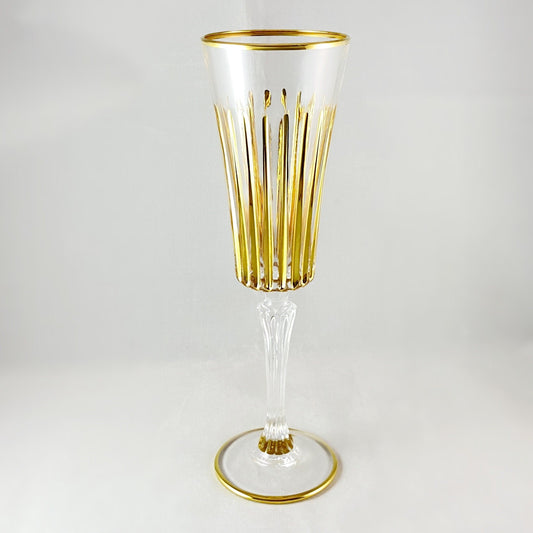 24kt Gold Venetian Glass Timeless Champagne Flute - Handmade in Italy, Colorful Murano Glass