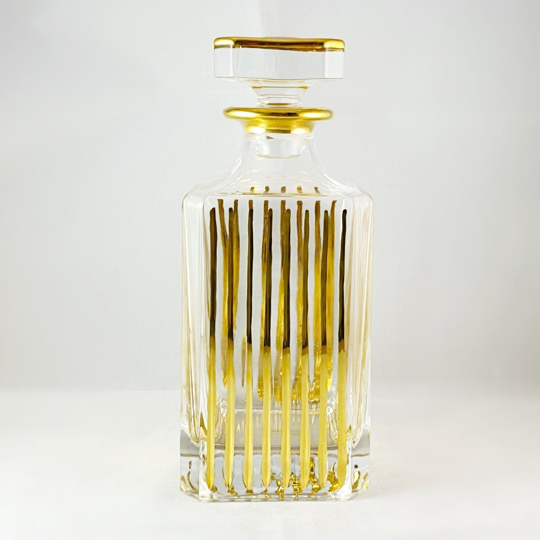 24kt Gold Venetian Glass Timeless Whiskey Decanter - Handmade in Italy, Colorful Murano Glass