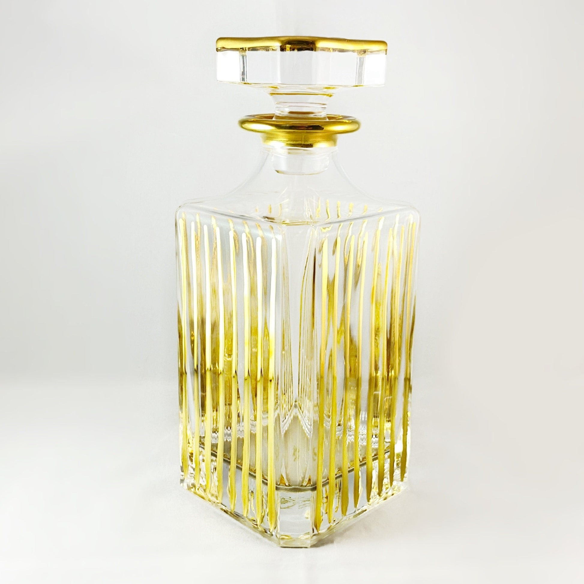 24kt Gold Venetian Glass Timeless Whiskey Decanter - Handmade in Italy, Colorful Murano Glass