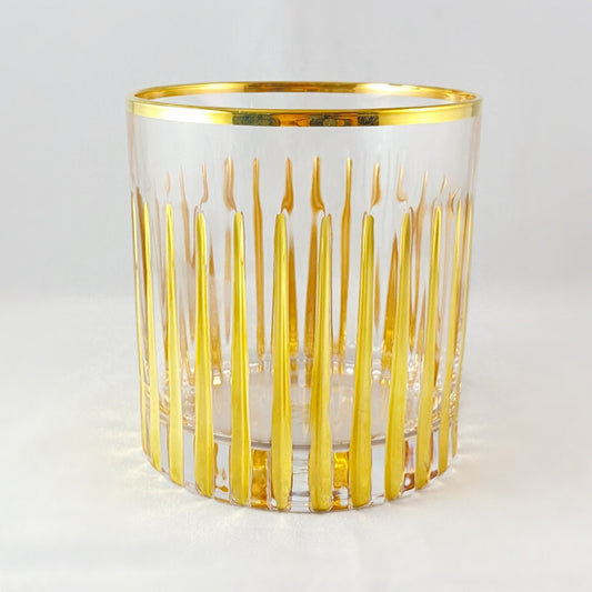 24kt Gold Venetian Glass Timeless Whiskey Tumbler - Handmade in Italy, Colorful Murano Glass