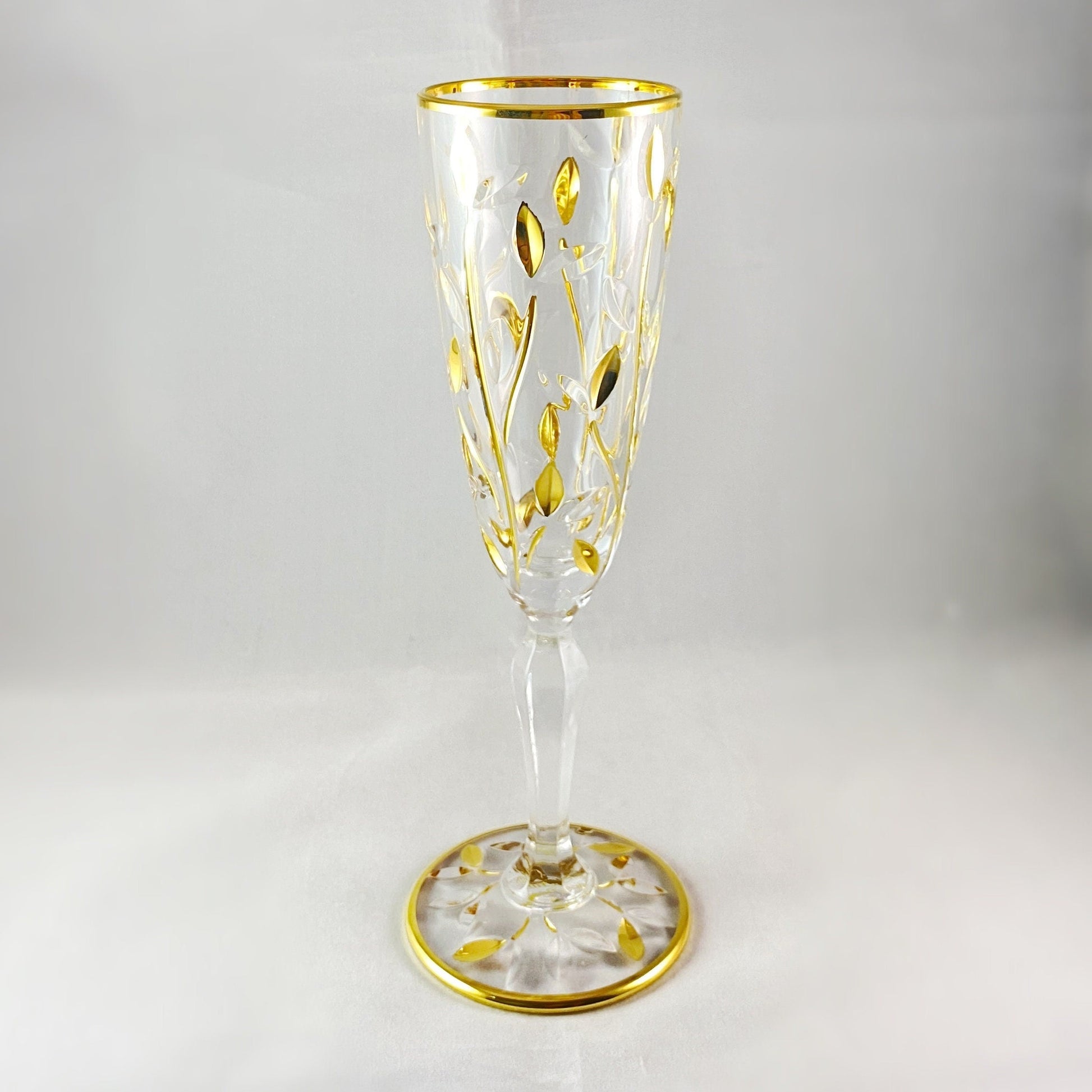 24kt Gold Venetian Glass Tree of Life Champagne Flute - Handmade in Italy, Colorful Murano Glass