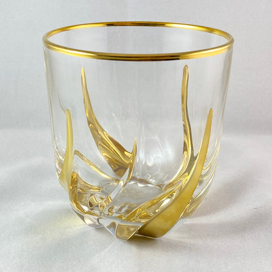 24kt Gold Venetian Glass Trix Stemless Wine Glass - Handmade in Italy, Colorful Murano Glass