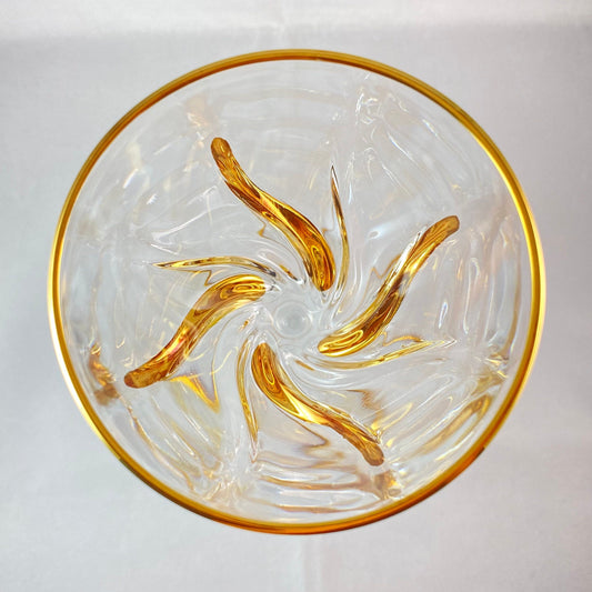 24kt Gold Stem Venetian Glass Wine Glass - Handmade in Italy, Colorful Murano Glass