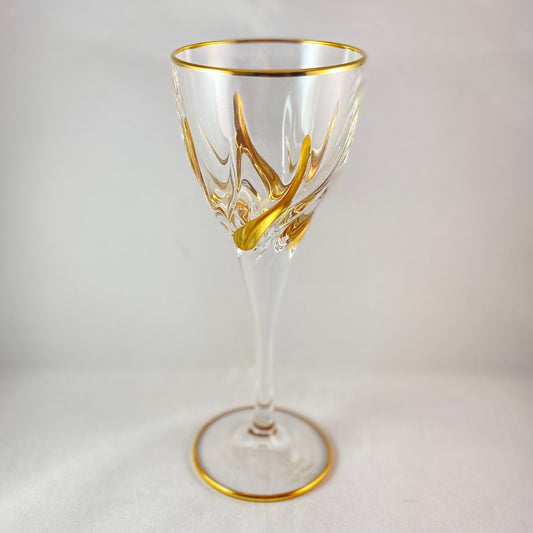 24kt Gold Stem Venetian Glass Wine Glass - Handmade in Italy, Colorful Murano Glass
