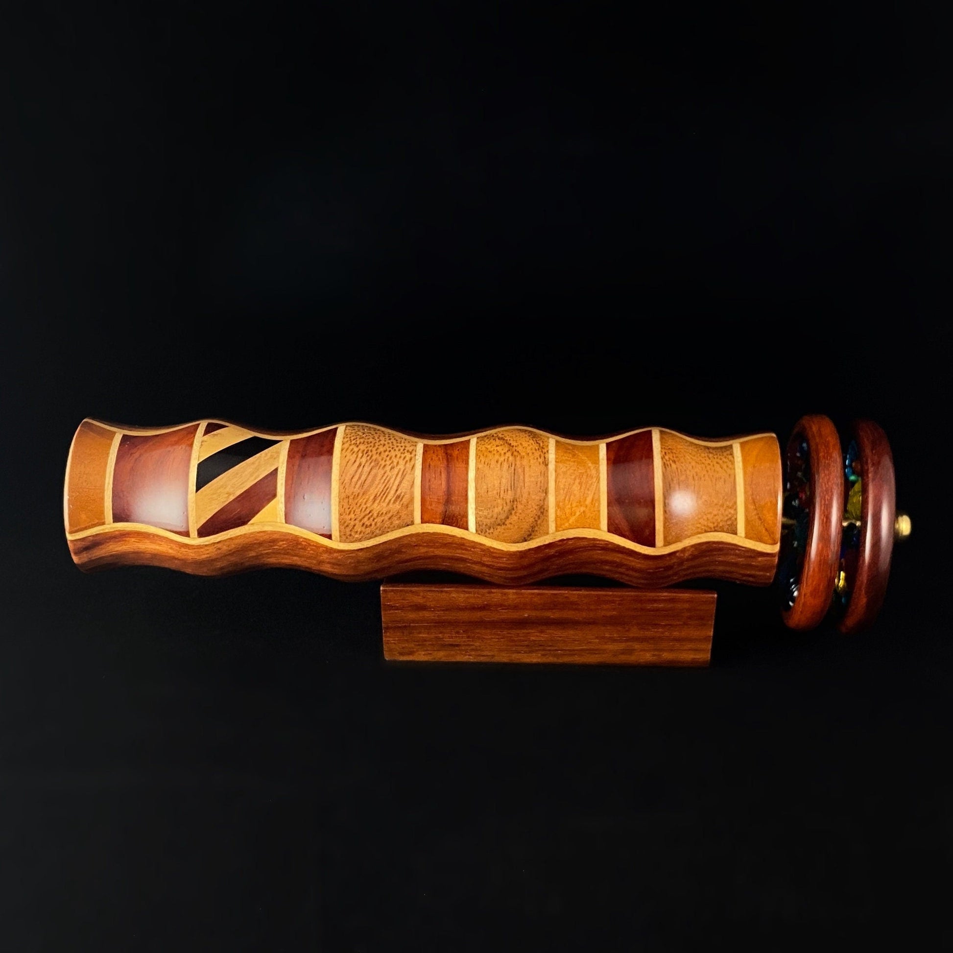 7 Inch Handmade Wooden Kaleidoscope with Padauk Marquetry