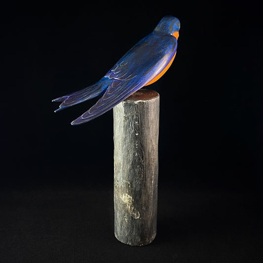 9 Inch Handmade, Hand-painted Wooden Barn Swallow