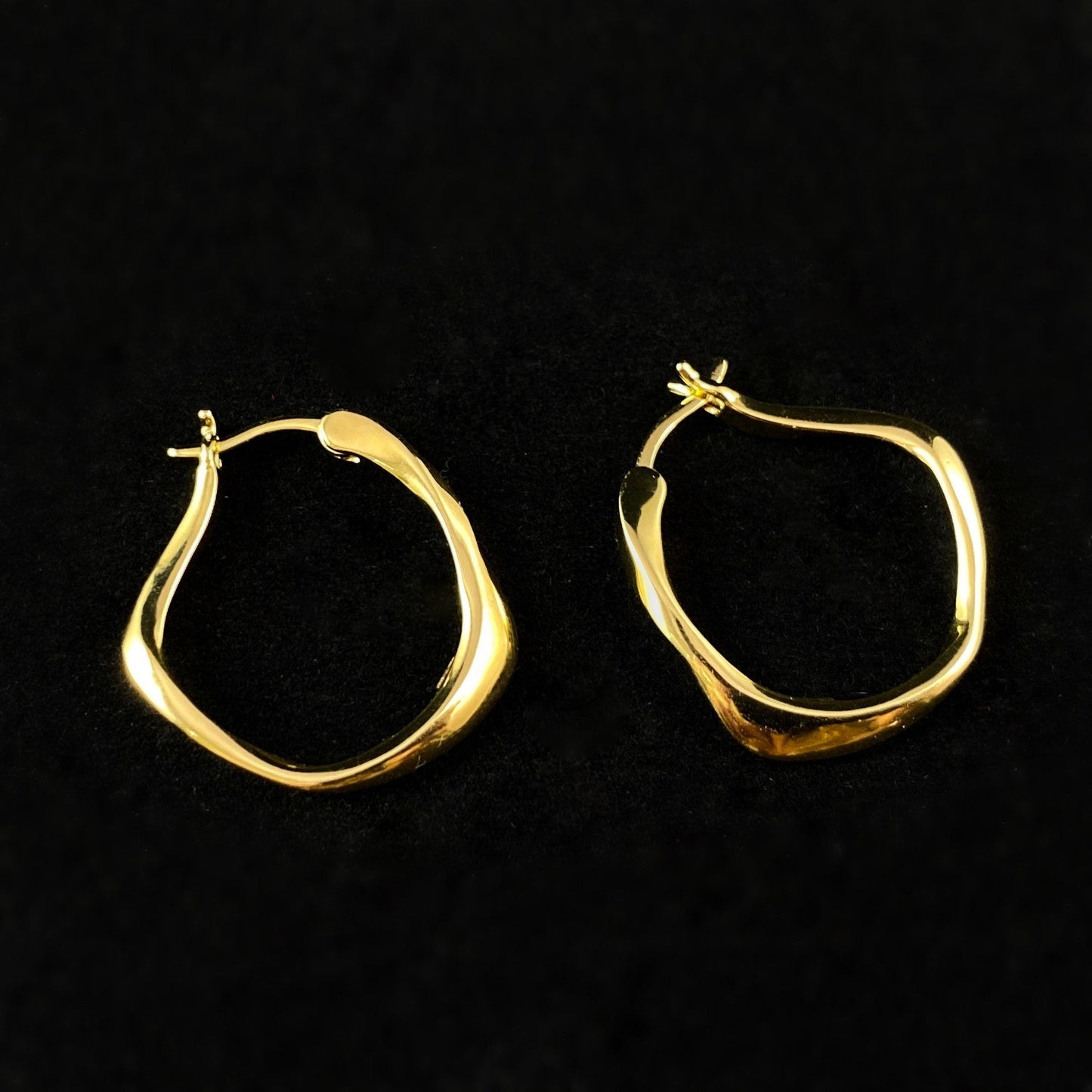 925 Sterling Silver and 18 Carat Gold Plated Textured Hoop Earrings  - Elle Jewelry