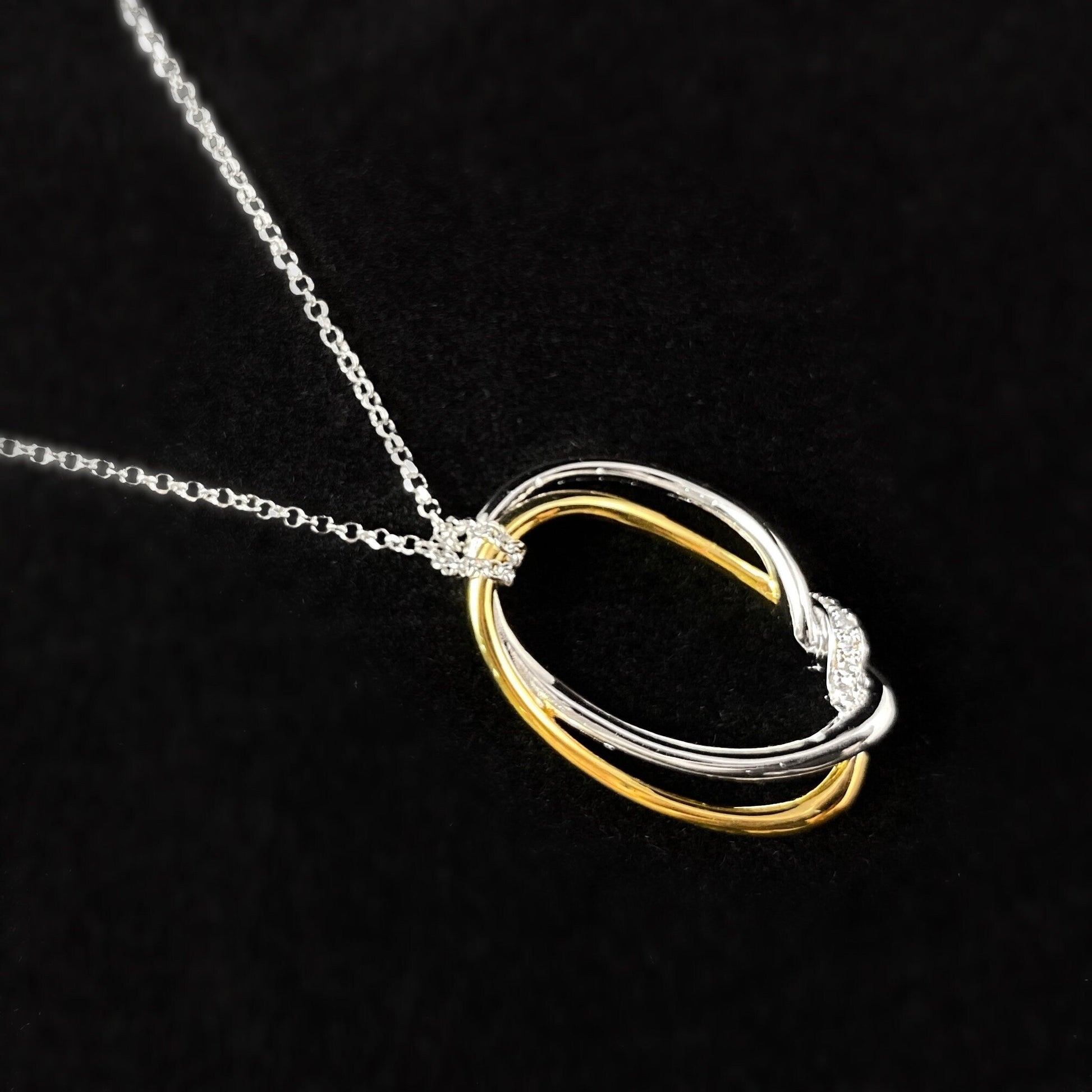 925 Sterling Silver and 18kt Yellow Gold Swirl Necklace - Elle Jewelry