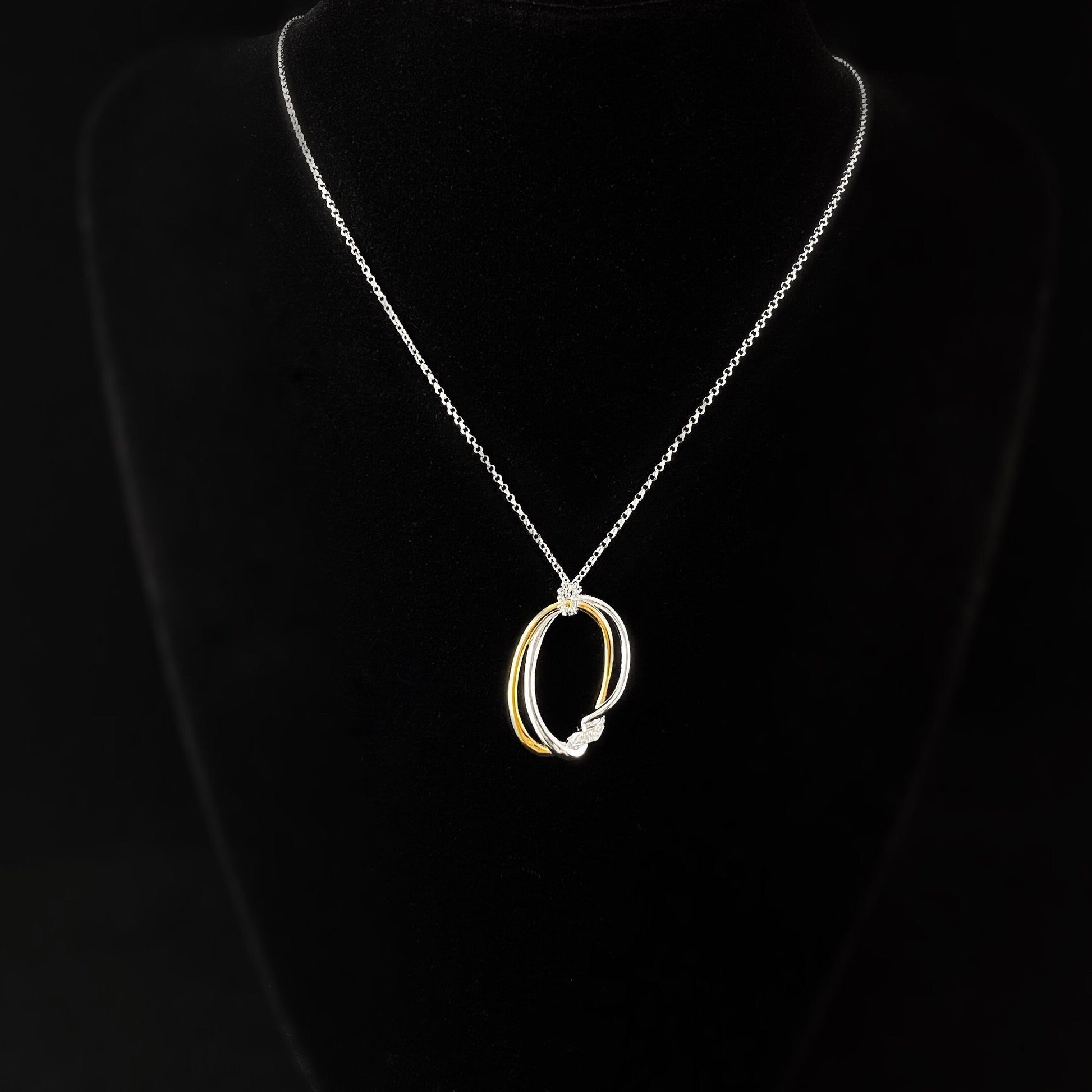 925 Sterling Silver and 18kt Yellow Gold Swirl Necklace - Elle Jewelry