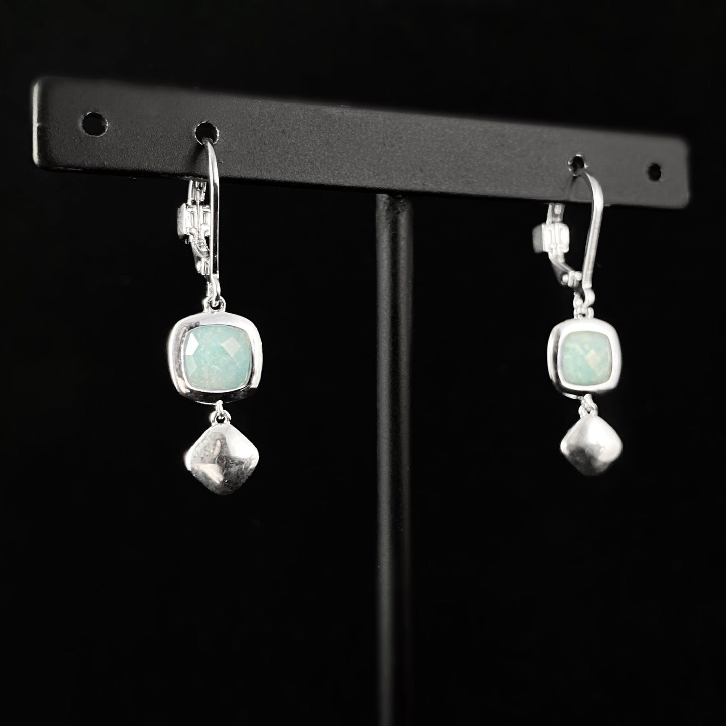 925 Sterling Silver and Amazonite Drop Earrings - Elle