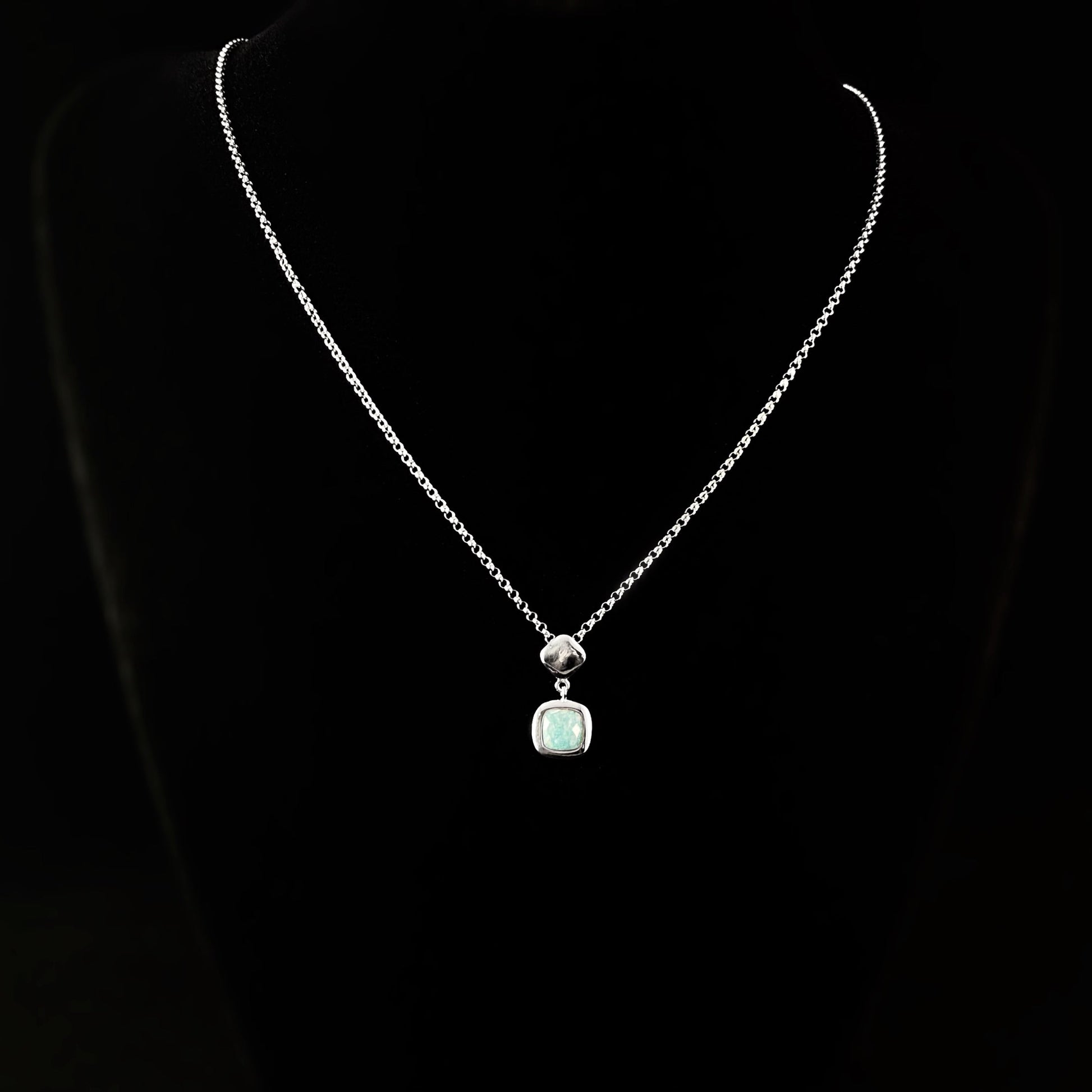 925 Sterling Silver and Amazonite Pendant - Elle Jewelry