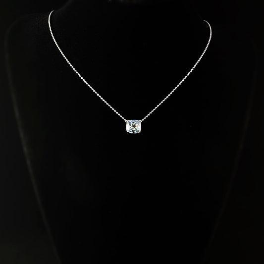 925 Sterling Silver and Cushion Cut Sky Blue Topaz Necklace