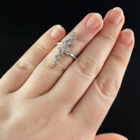 925 Sterling Silver and CZ Crystal Cluster Ring  - Elle Jewelry