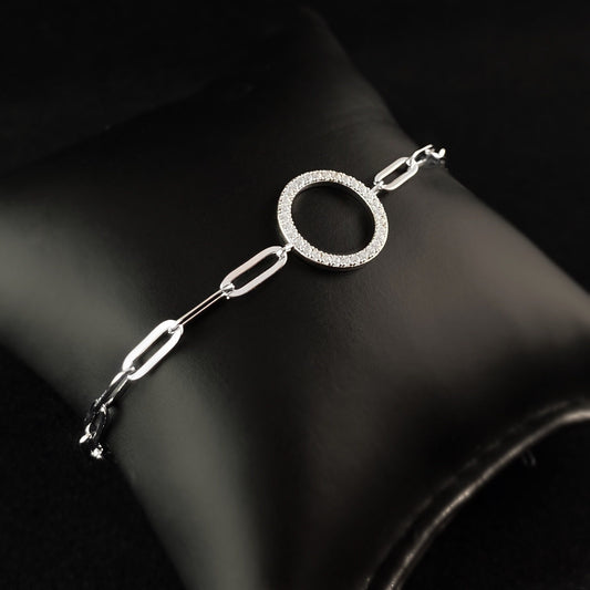 925 Sterling Silver and CZ Crystal Hoop Bracelet  - Elle Jewelry