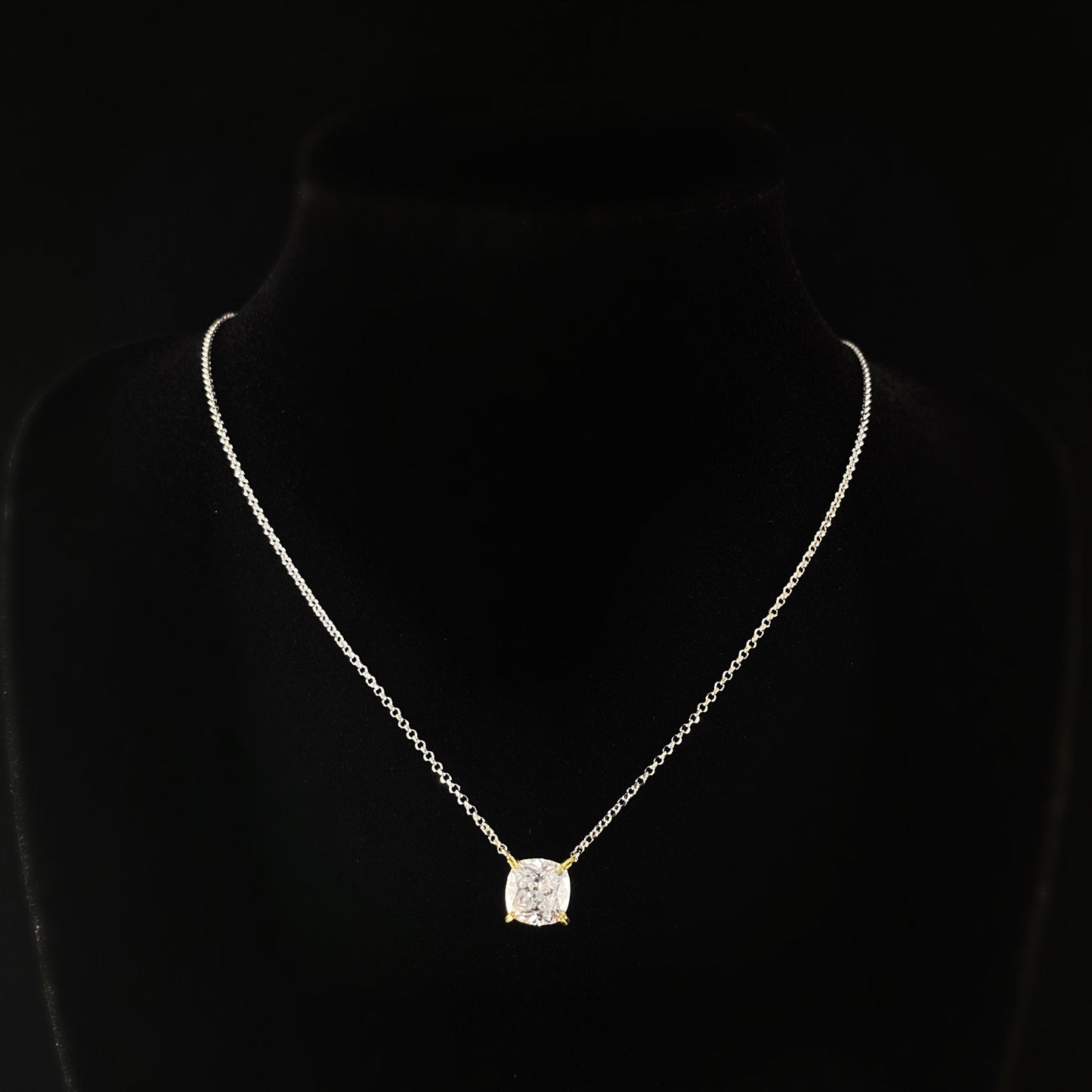 925 Sterling Silver and CZ Crystal Pendant with 18 Carat Yellow Gold Plated Silver Setting  - Elle Jewelry