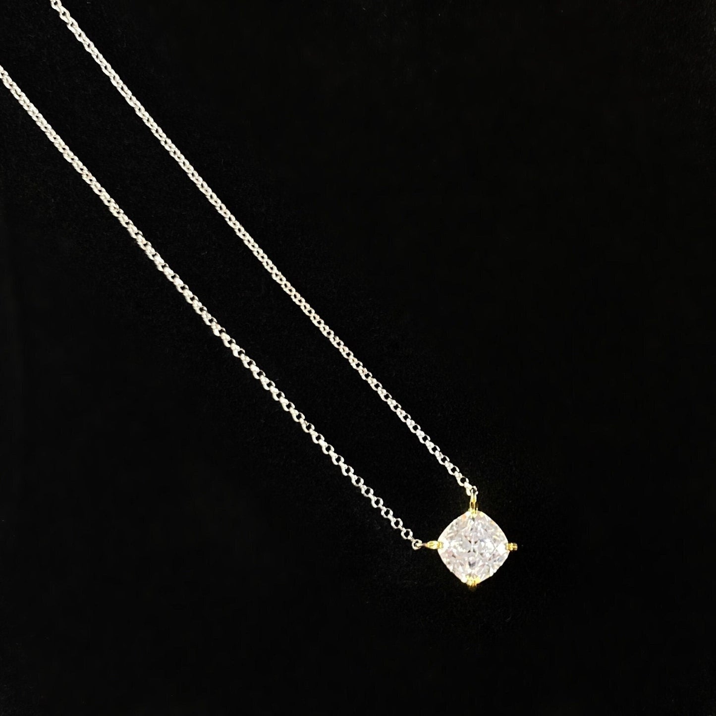 925 Sterling Silver and CZ Crystal Pendant with 18 Carat Yellow Gold Plated Silver Setting  - Elle Jewelry
