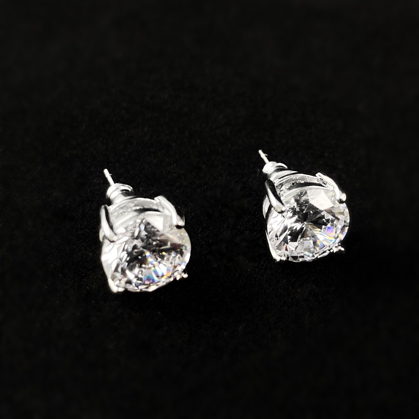 925 Sterling Silver and CZ Stone Glamorous Stud Earrings  - Elle Jewelry