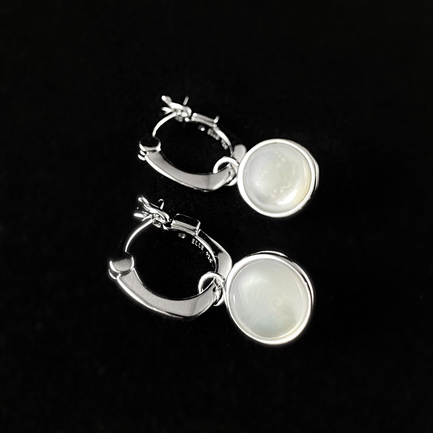 925 Sterling Silver and Mother of Pearl Drop Earrings - Elle