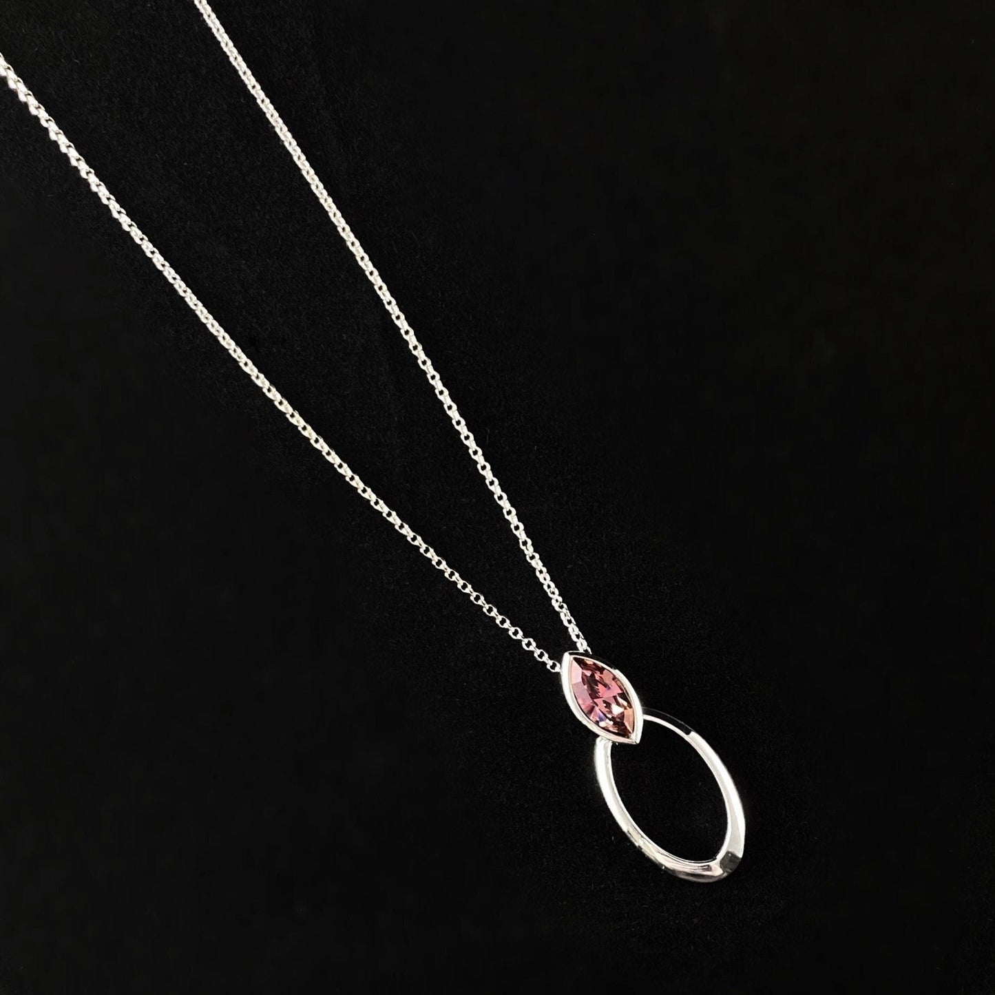 925 Sterling Silver and Pink Swarovski Crystal Pendant - Elle Jewelry