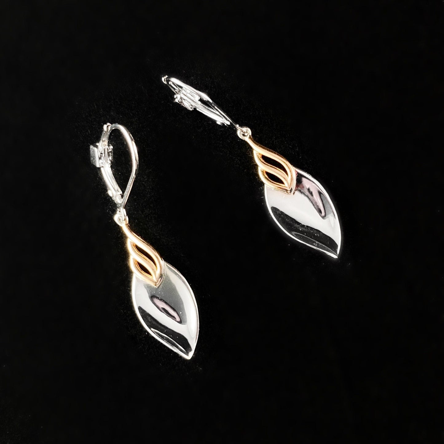 925 Sterling Silver and Rose Gold Petal Earrings  - Elle Jewelry