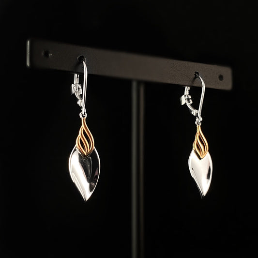 925 Sterling Silver and Rose Gold Petal Earrings  - Elle Jewelry