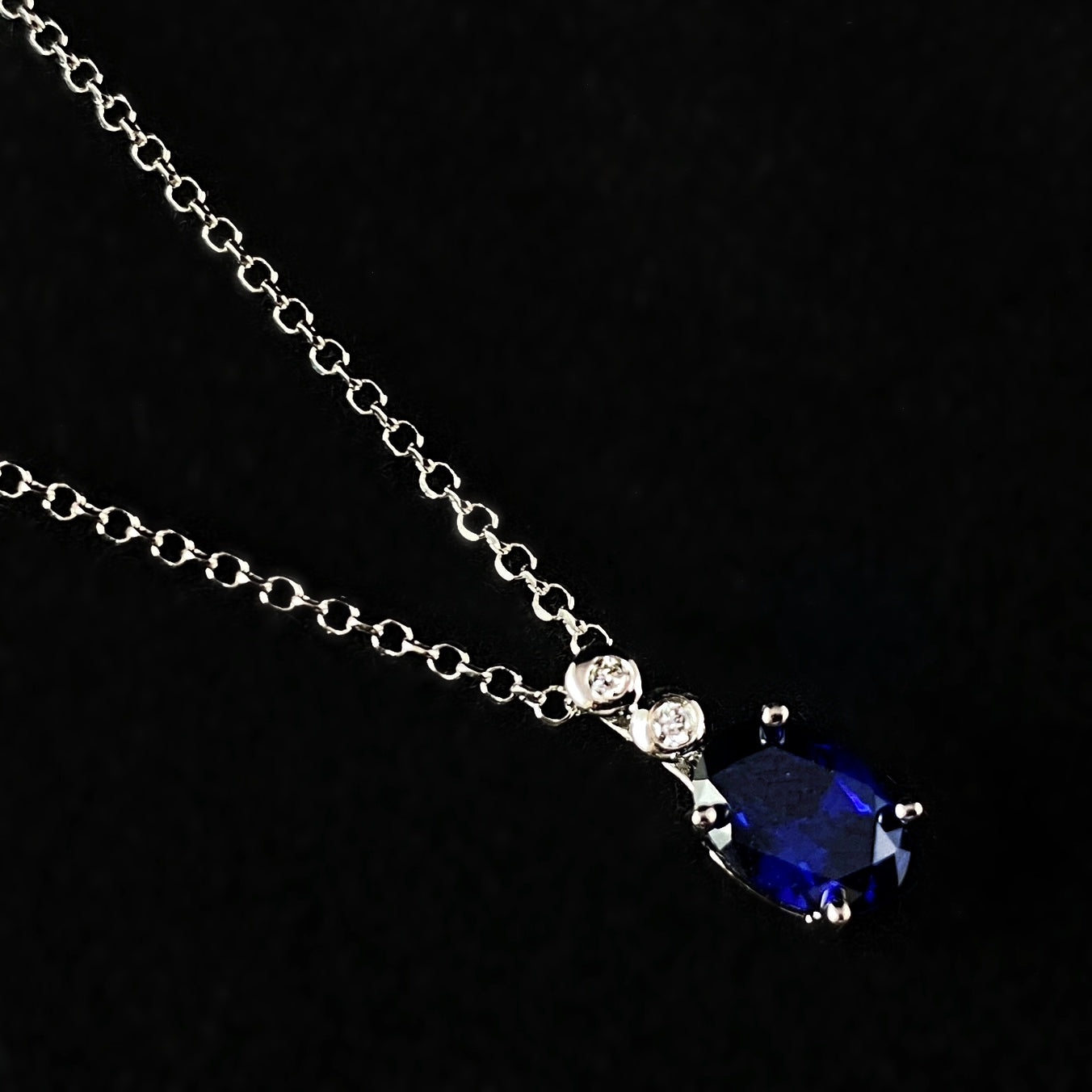 925 Sterling Silver and Sapphire Pendant - Elle Jewelry