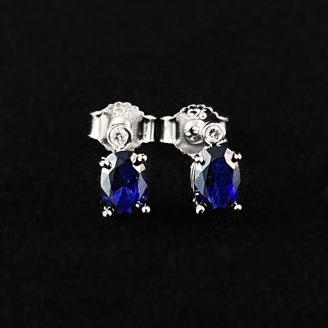 925 Sterling Silver and Sapphire Stud Earrings - Elle