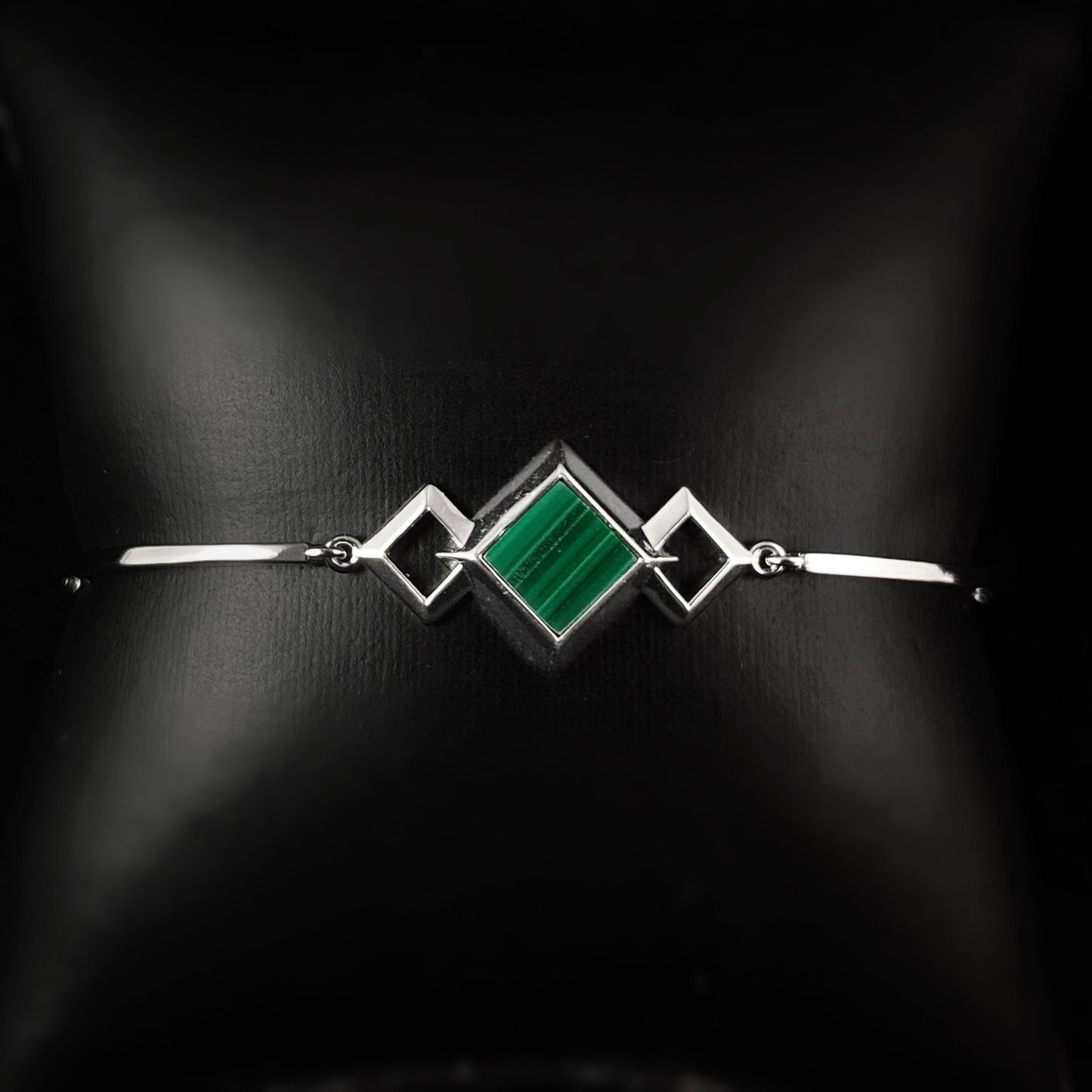 925 Sterling Silver Bracelet With Green Malachite Stone