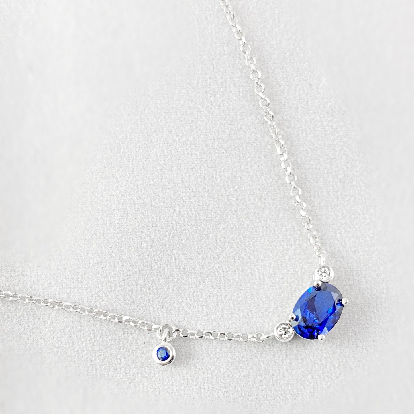 925 Sterling Silver and Sapphire Pendant Necklace - Elle Jewelry