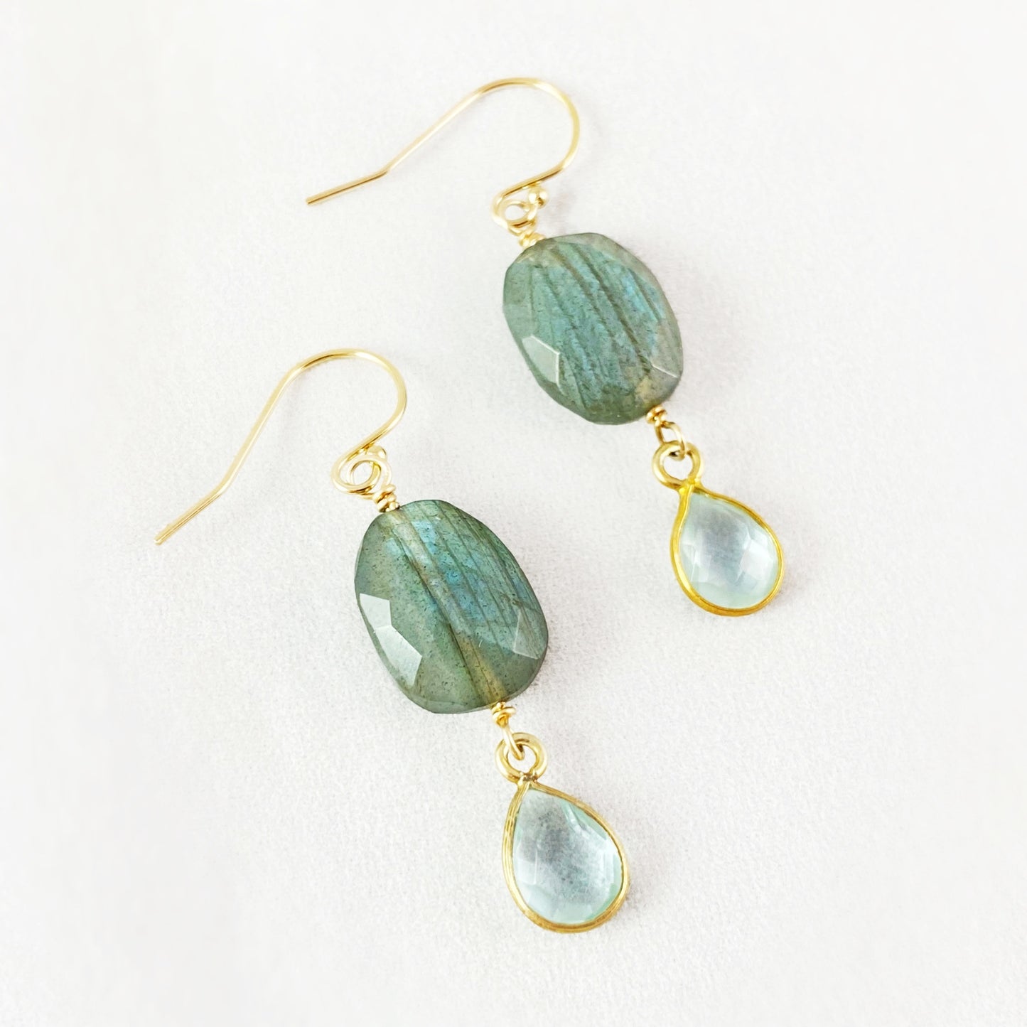Labradorite and Blue Topaz Drop Earrings, Handmade in USA - Avaasi