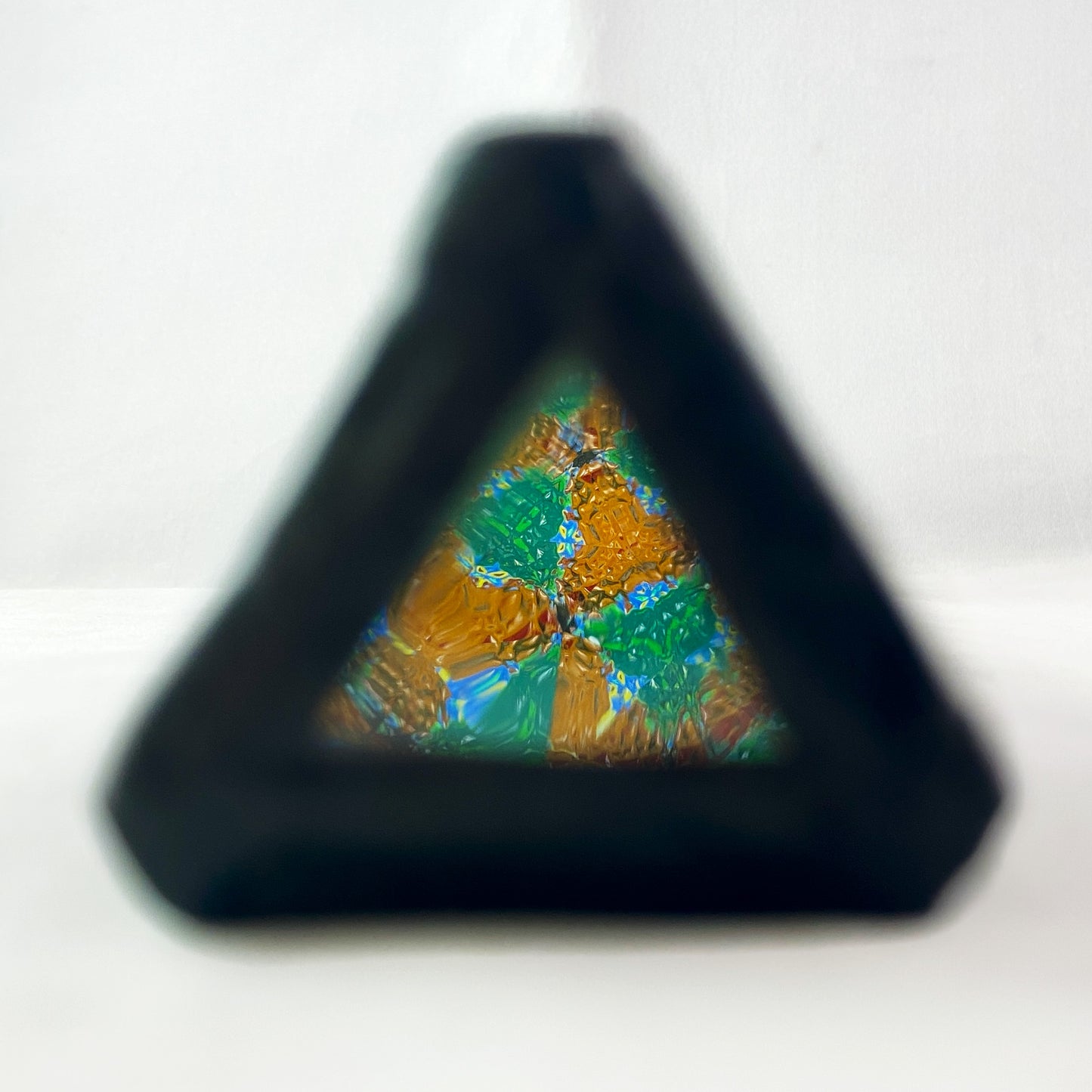 9.5 Inch Black Iridescent Stained Glass Double Wheel Kaleidoscope